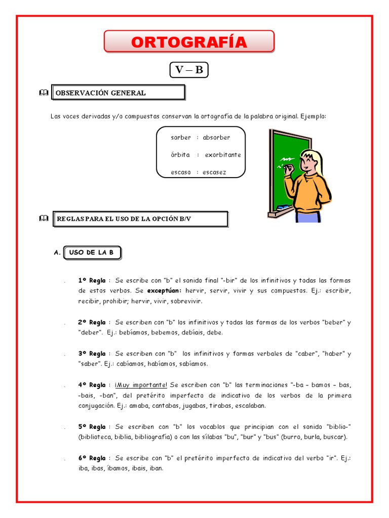 Reglas de Uso de B y V en Ortografía | PDF | Verbo | Morfología Lingüística