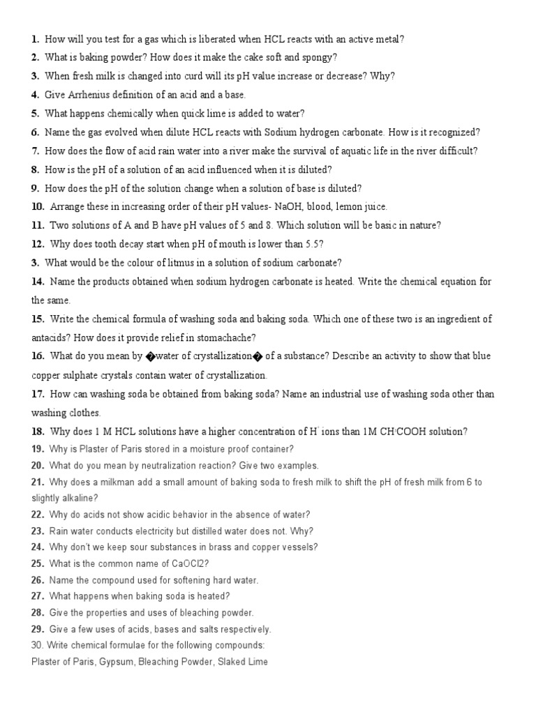 Important Acid-Base Questions and Answers | PDF | Acid | Sodium Hydroxide