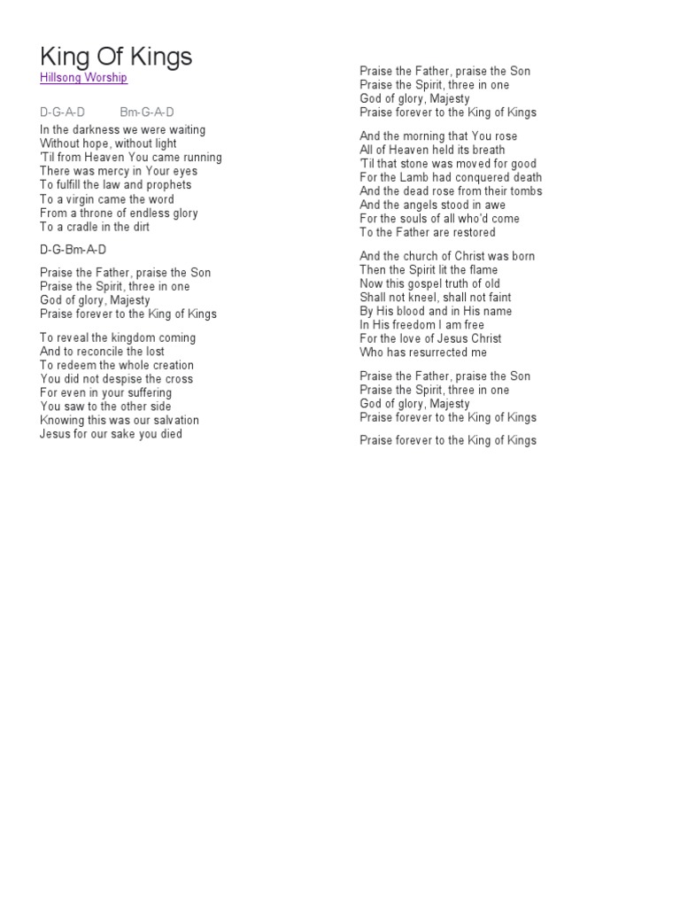 King of Kings Lyrics | PDF