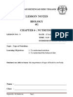 Lesson Notes: Biology 4G Chapter 6: Nutrition