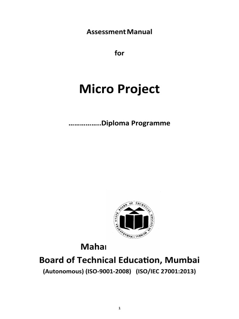 MSBTE Micro Project Assessment Manual | PDF | Curriculum | Engineering ...