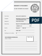 Assignment Submission Cover Sheet: Post Submission Information Marks / Grade