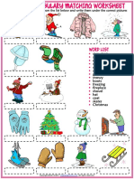 Winter Vocabulary Esl Matching Exercise Worksheet For Kids PDF