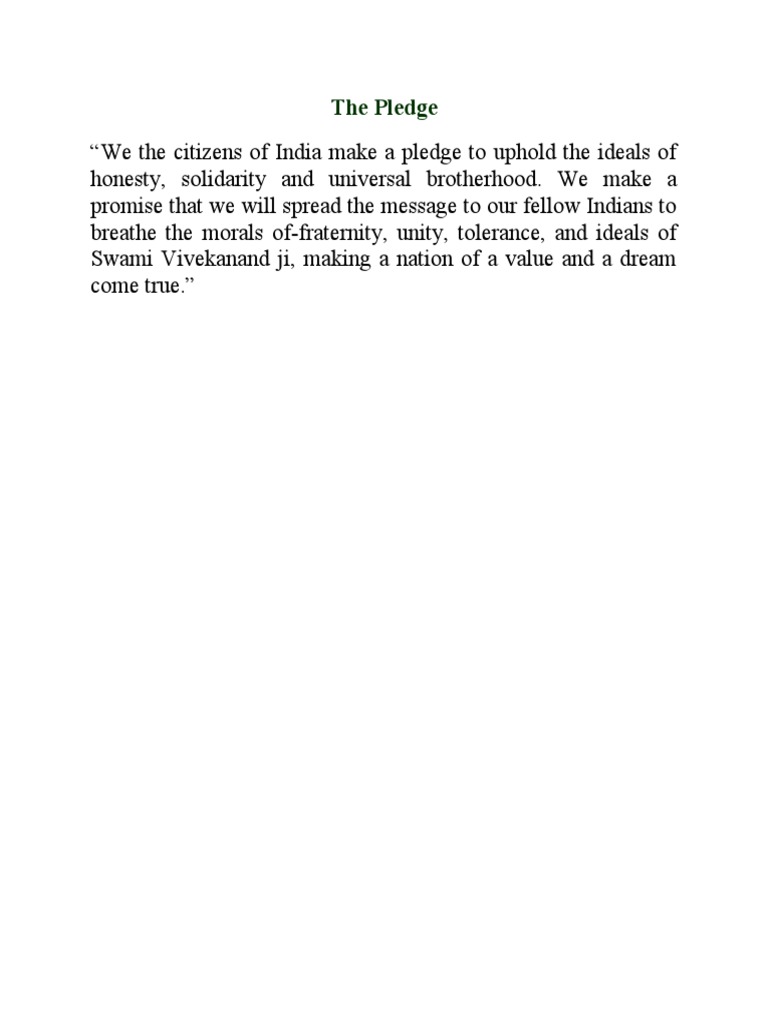 Indian Citizens' Pledge of Unity | PDF | Religion & Spirituality