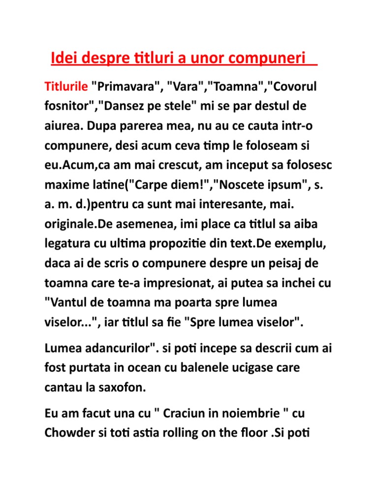 Compuneri Idei | PDF