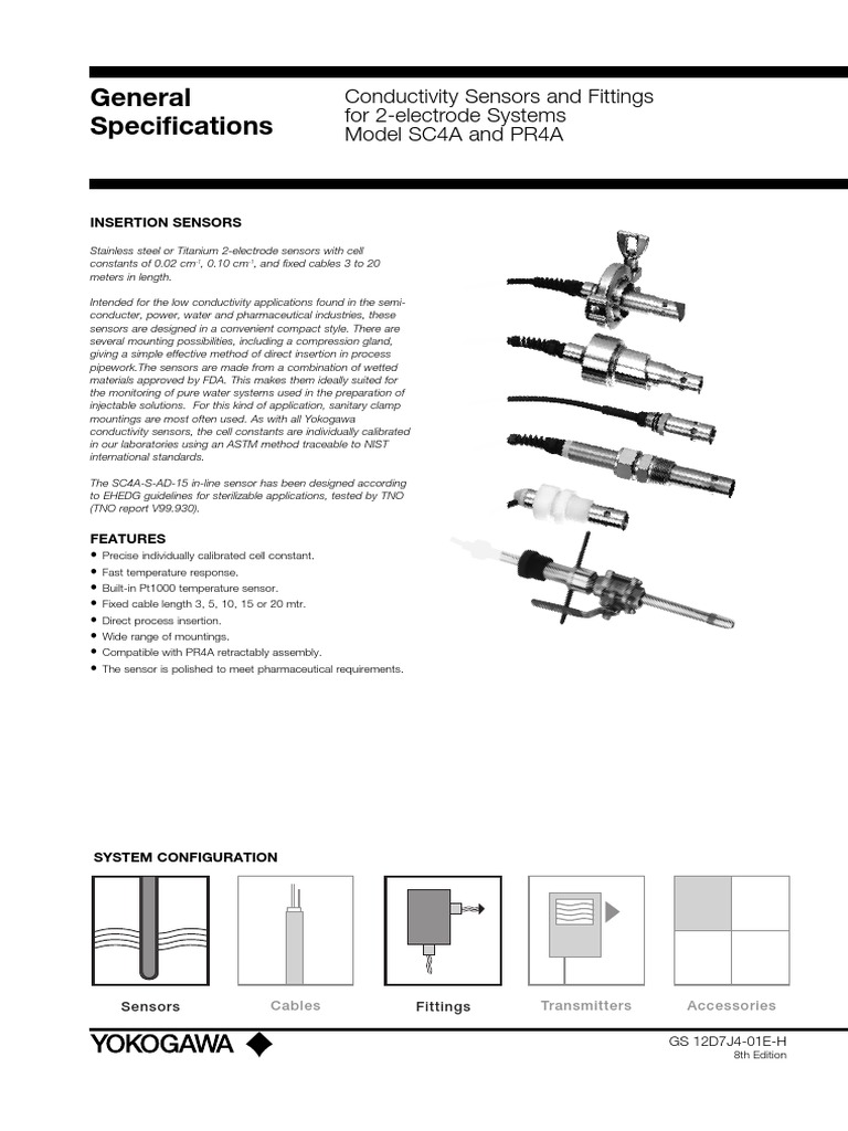 General Specifications: Conductivity Sensors and Fittings For 2 ...