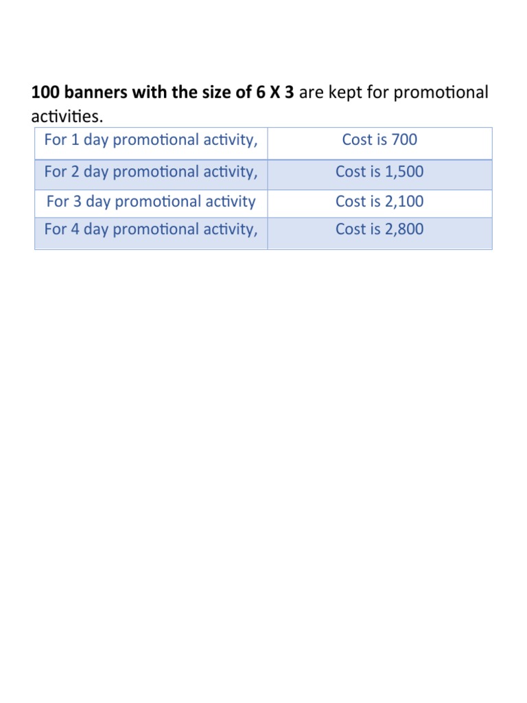 Promotional Banner Pricing Details | PDF