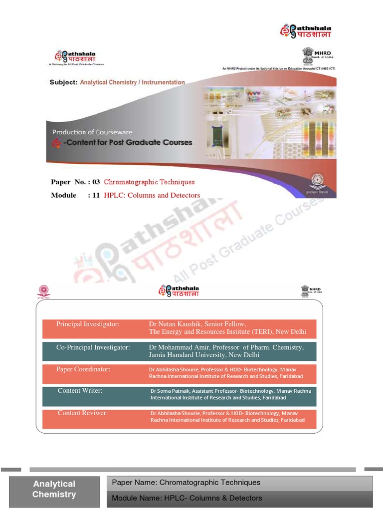Paper No.: 03: Chromatographic Techniques | PDF | Chromatography | High ...