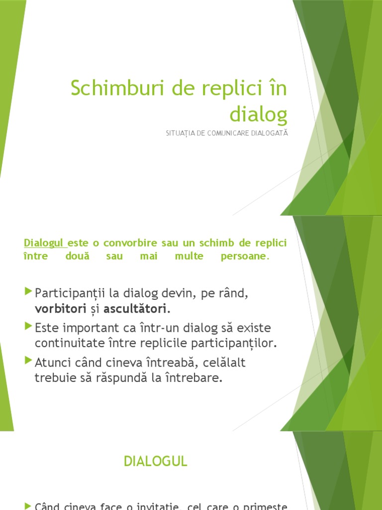 Dialogul - Schimburi de Replici Într-Un Dialog | PDF
