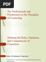 The Professionals and Practitioners in The Discipline of Counseling