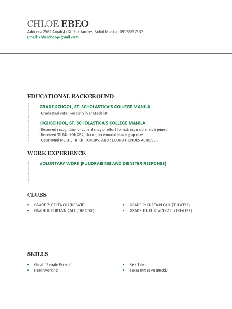 Chloe: Educational Background | PDF