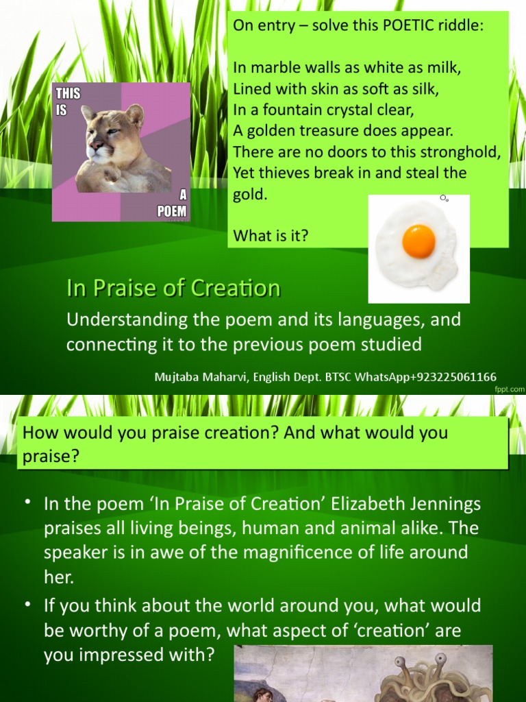 Analyzing 'In Praise of Creation' | PDF | Poetry