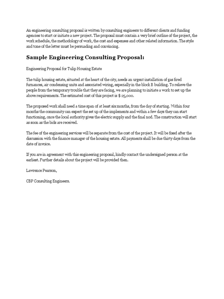 Sample Engineering Consulting Proposal | PDF