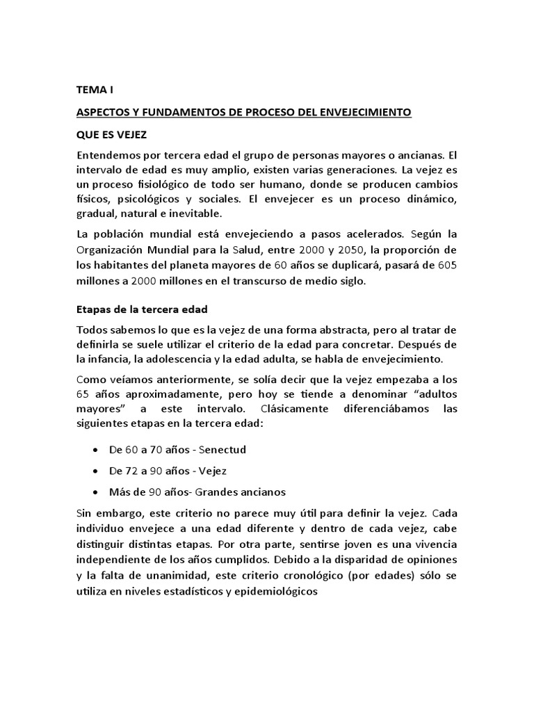 Aspectos Clave del Envejecimiento en Adultos Mayores | PDF | Vejez ...