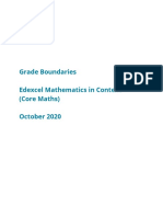 Grade Boundaries Edexcel Mathematics in Context (Core Maths) October 2020