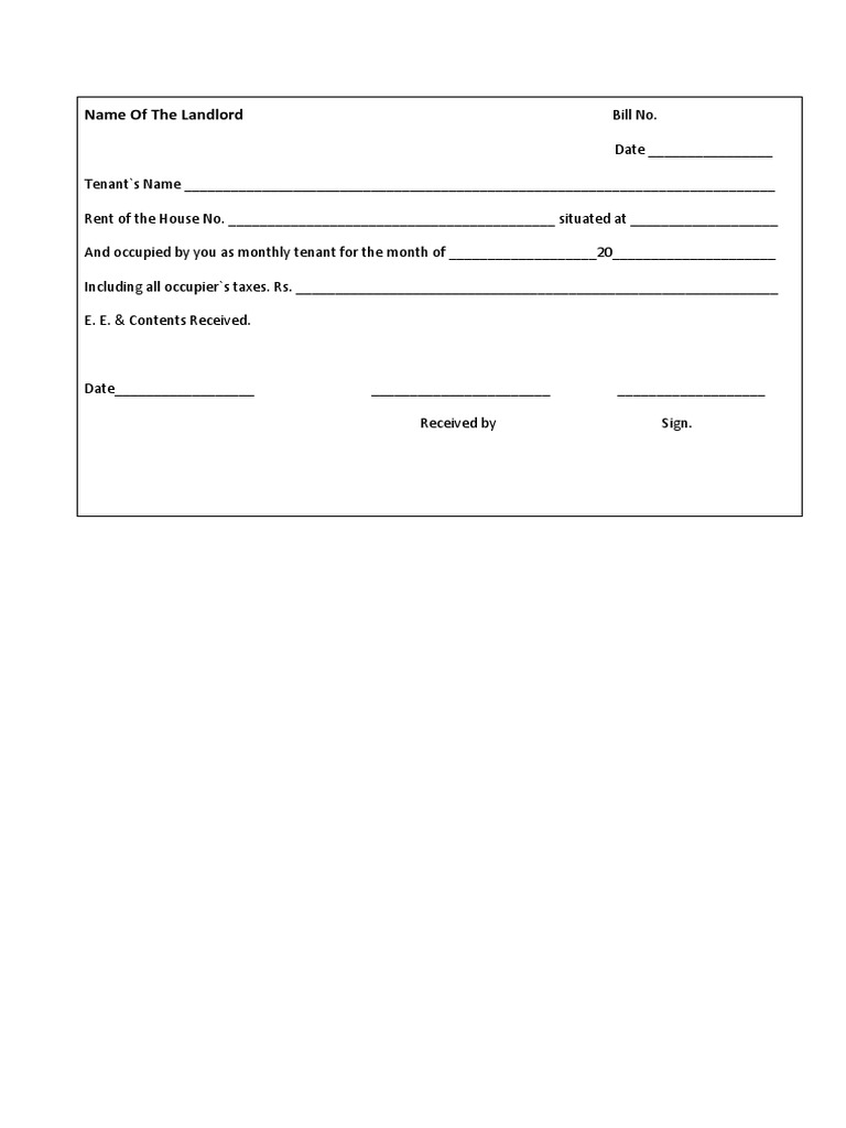 Rent Receipt Profarma PDF | PDF