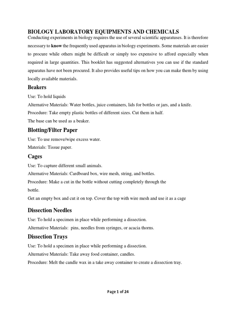 Biology Practical Equipment Guide | PDF | Carbohydrates | Leaf