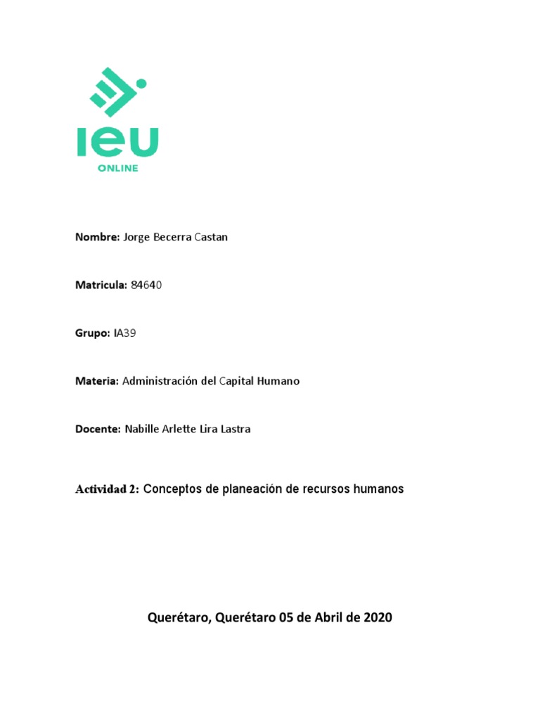 Actividad 1 Administracion Del Capital Humano | PDF | Gestión de