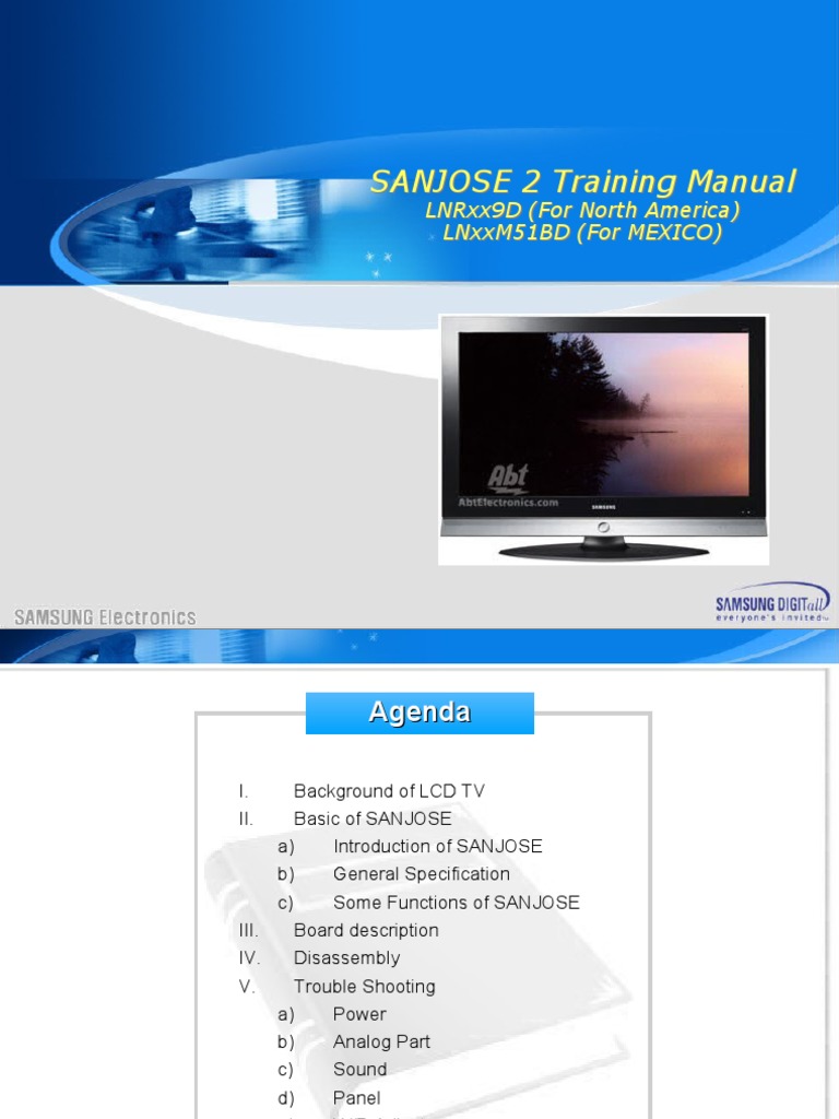 Samsung Ln-r408d Lnrxx9d Lnxxm51bd Lnr269d Lnr329d Lnr409d Lnr469d  Ln32m51bd Ln40m51bd Ln46m51bd Lcd Tv Training Manual | Computer Terminal |  Hdmi