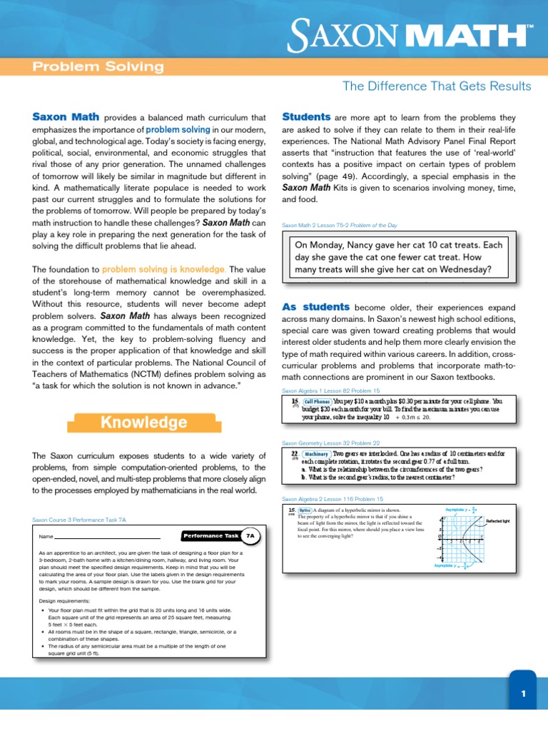 Saxon Math Problem Solving Paper | National Council Of Teachers Of