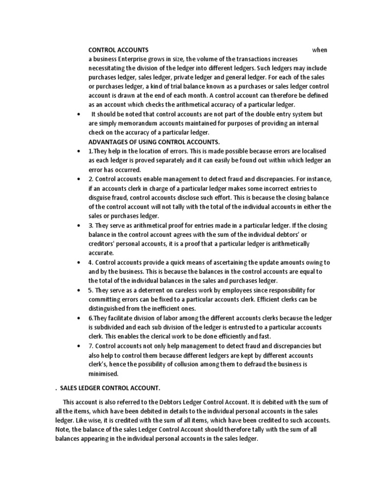 Understanding Control Accounts in Accounting | PDF | Ledger | Debits ...