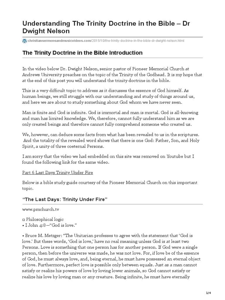 Understanding the Trinity Doctrine | PDF | Trinity | God The Father