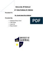 Early Problems Of Pakistan Presented By University Of Sahiwal Students