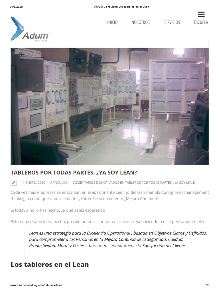 ADUM Consulting Los Tableros en El Lean | PDF | Lean Manufacturing | Producción y fabricación