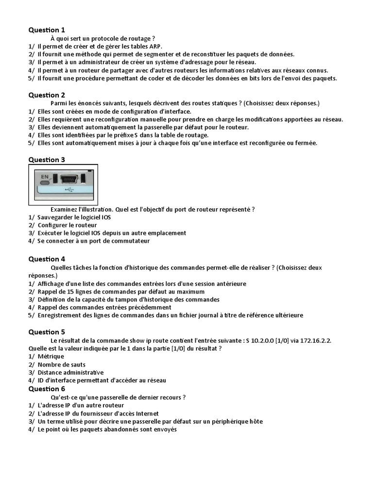 Fonctions clés des routeurs CCNA 2 | PDF | Routage | Adresse IP