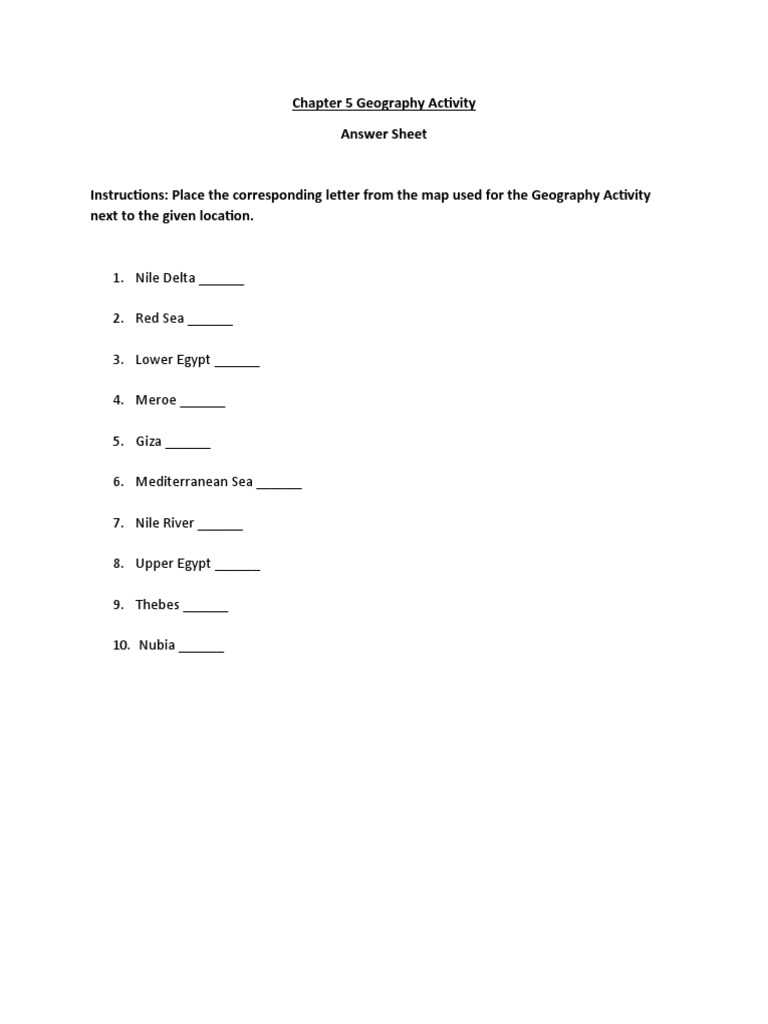 Chapter 5 Geography Activity | PDF | Teaching Methods & Materials