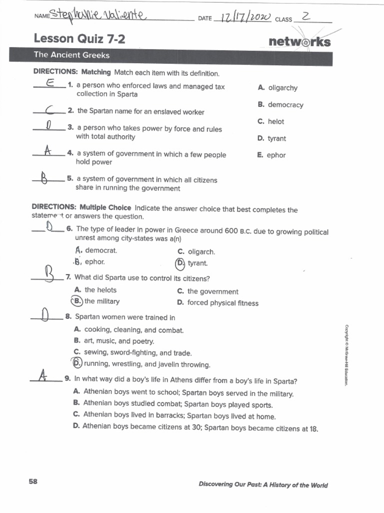 Lesson 7-2 Questions PDF | PDF