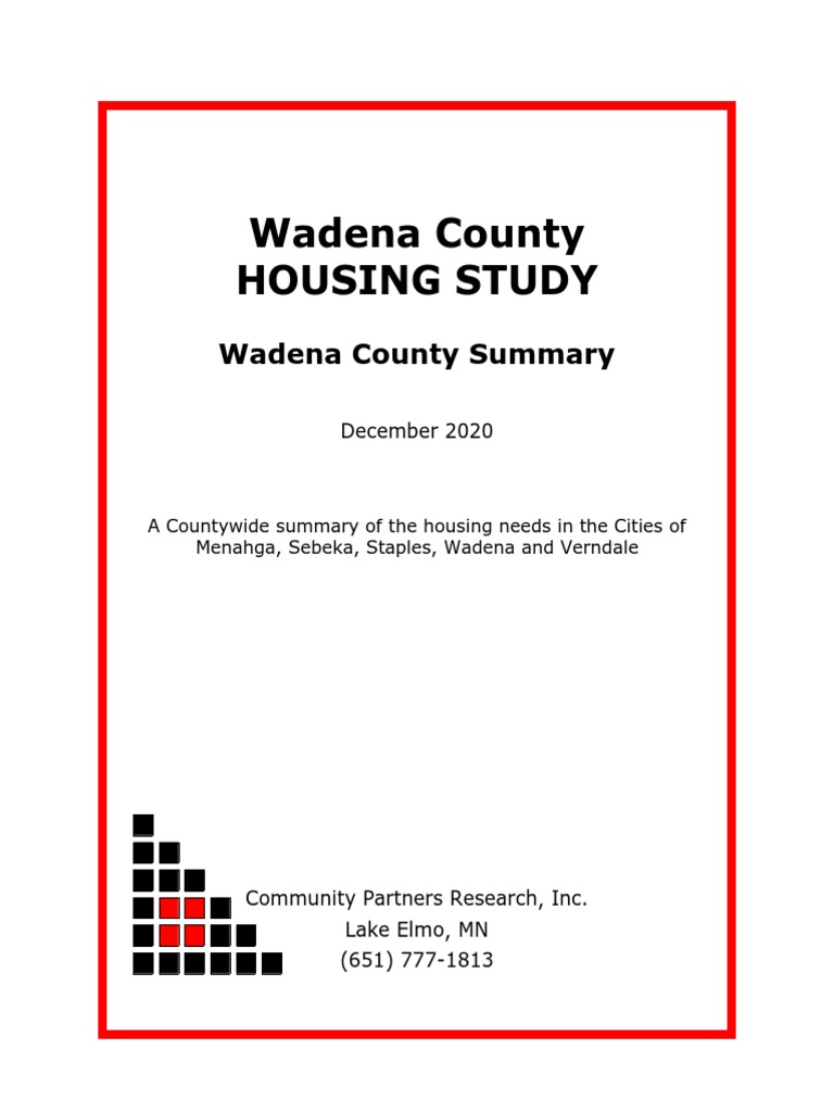 Wadena County Housing Study 2020 PDF Affordable Housing Workforce