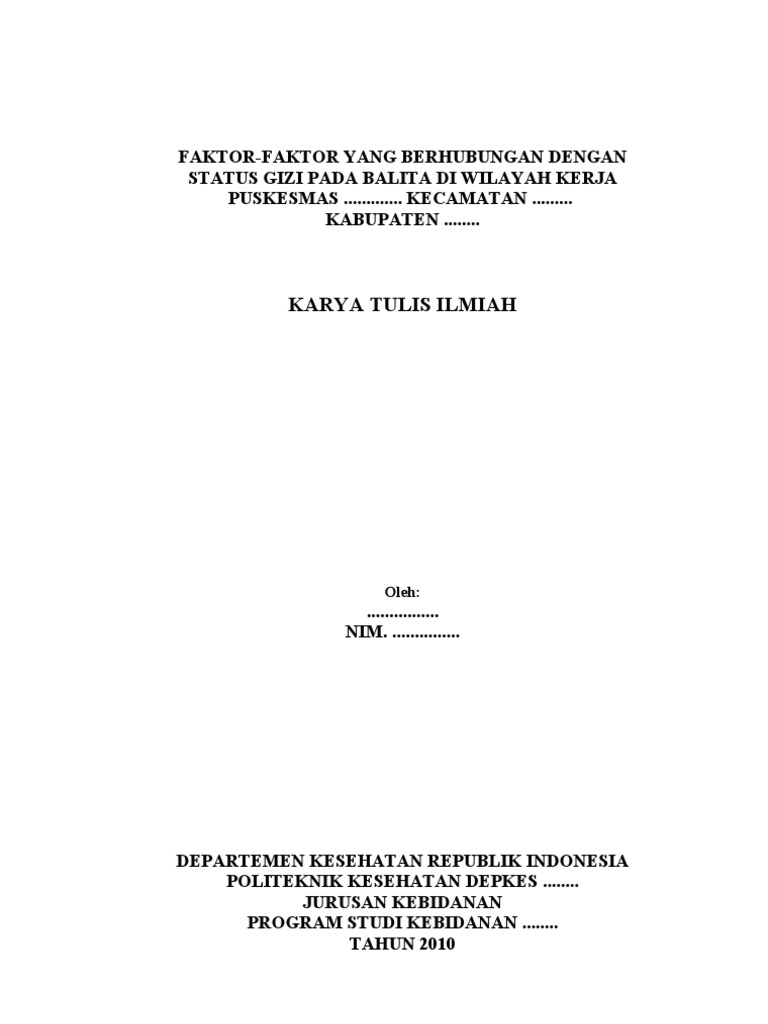 Faktorfaktor Yang Berhubungan Dengan Status Gizi Pada