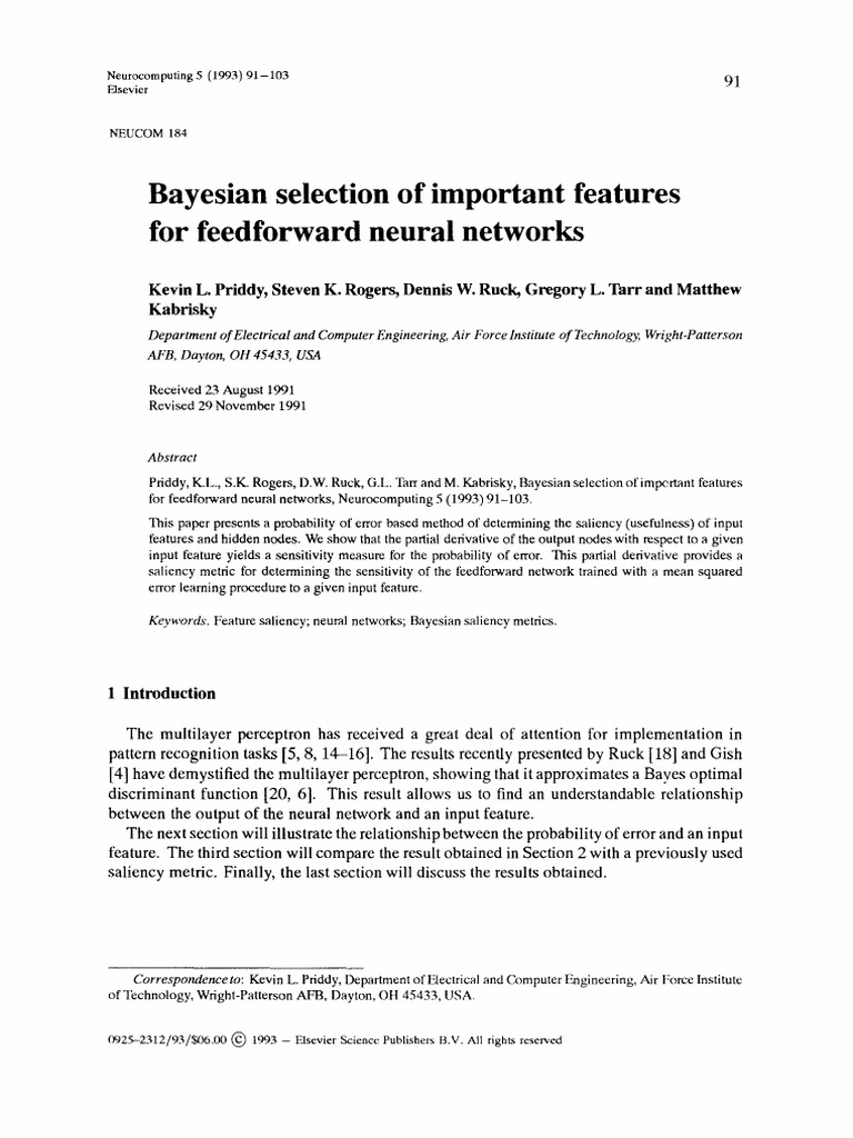 Bayesian Feature Selection for Neural Networks | PDF | Statistical ...