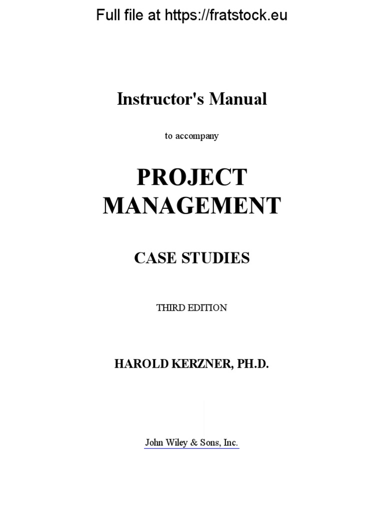 SOLUTION MANUAL OF HAROLD KERZNER PROJECT MANAGEMENT PDF intelligence overview