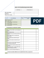 Routine Maintenance - Air Conditioning Service Sheet: Tick Appropriate On Work/action Complited