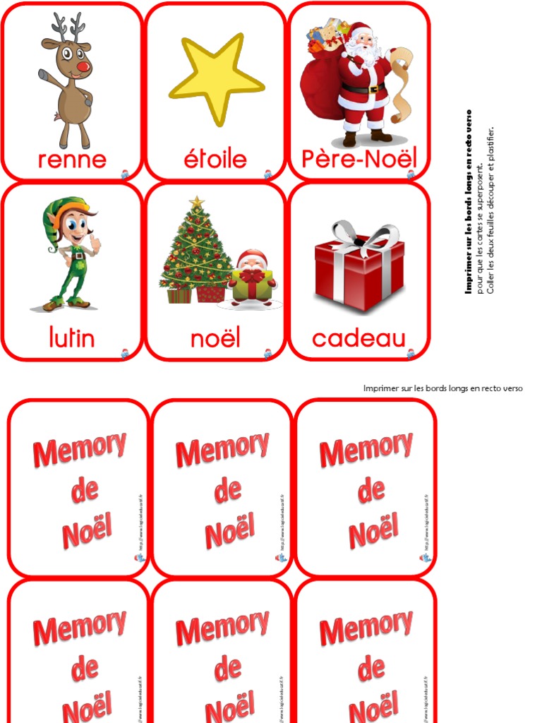 Memory de Noël à imprimer gratuit | PDF | Jeux et activités | Études ...