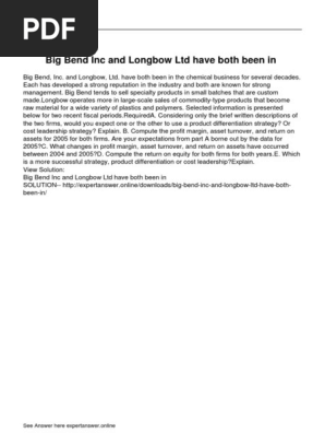 Big Bend Inc and Longbow Ltd Have Both Been In