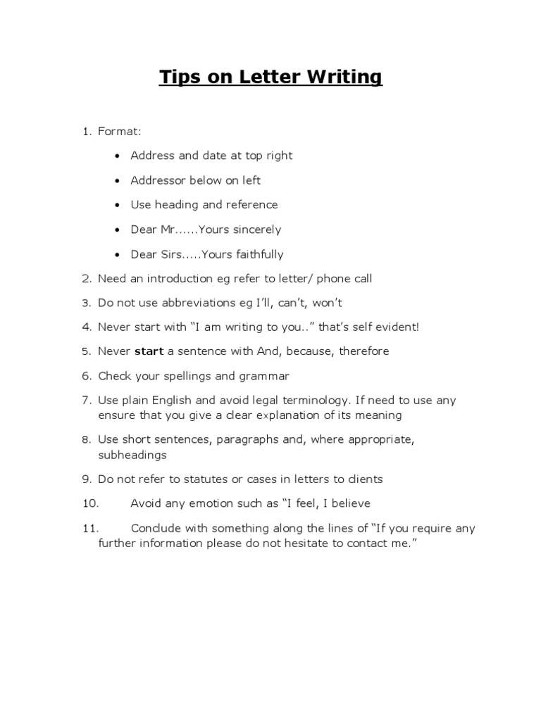 Tips On Letterwriting | PDF | Self-Improvement