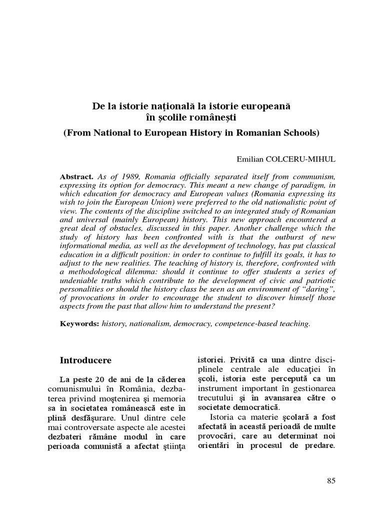 De La Istorie Nationala La Istorie Europ PDF | PDF