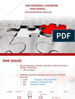 Strukture Podataka I Algoritmi - Stek (Stack) - : Elektrotehnički Fakultet, Banja Luka
