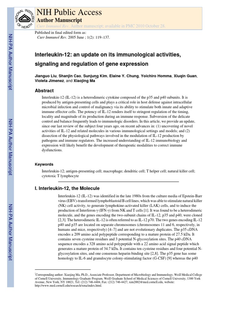 Interleukin-12: Immunological Insights | PDF | Interleukin 12 ...
