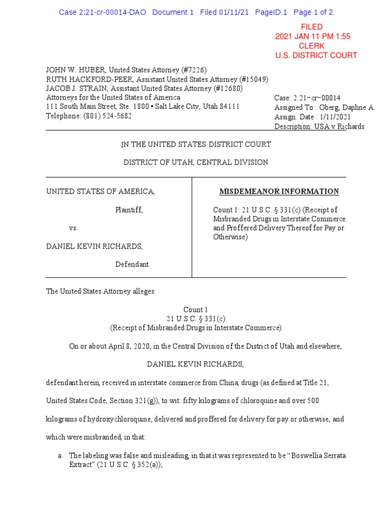 Richards Complaint PDF United States Law Government