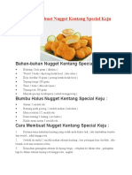 Resep Membuat Nugget Kentang Special Keju