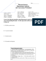 Physical Science Dimensional Analysis (Unit Conversion) Worksheet