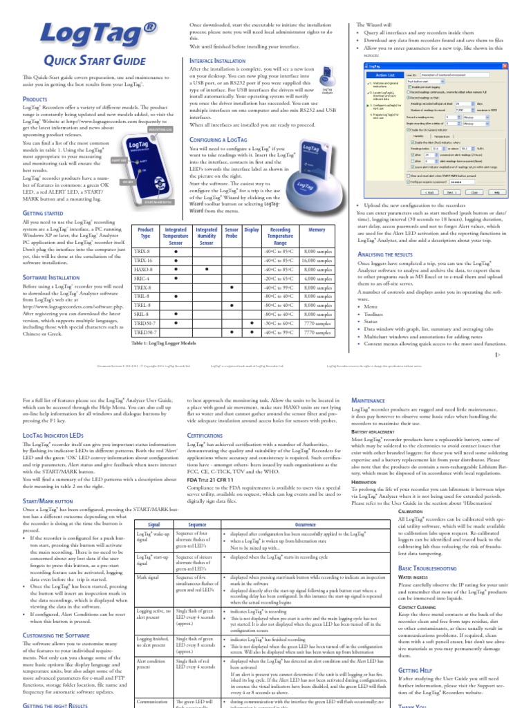 LogTag General Quick Start Guide | PDF | Menu (Computing) | Microsoft Excel