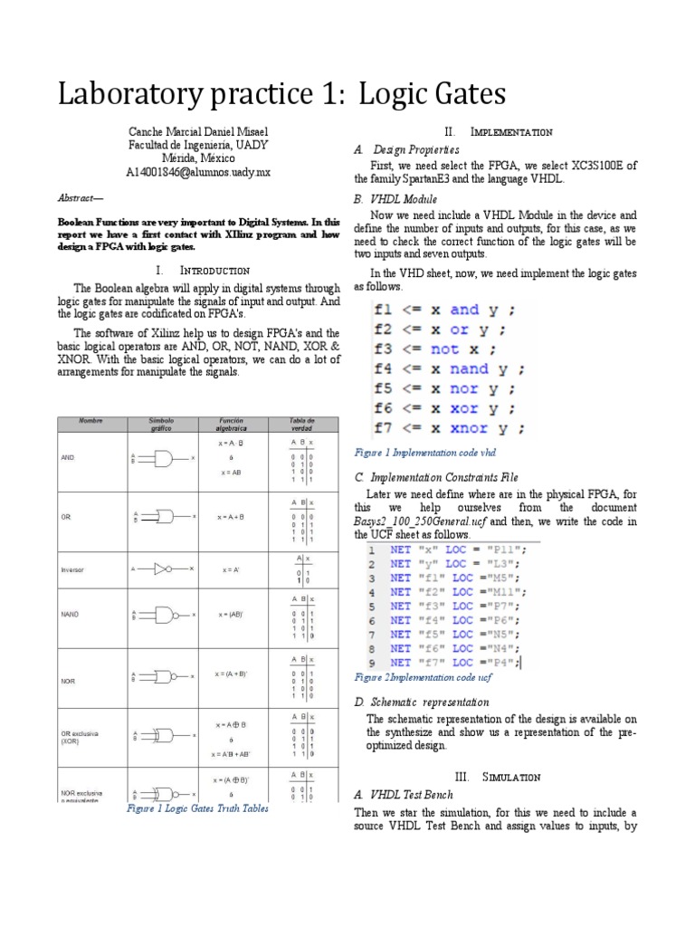 FPGA Logic Gates Simulation Report | PDF | Logic Gate | Vhdl