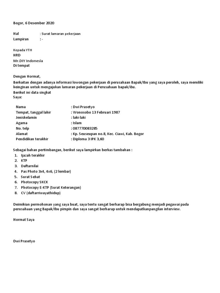 Contoh Surat Lamaran Kerja Mr Diy Surat Lamaran Kerja vrogue.co