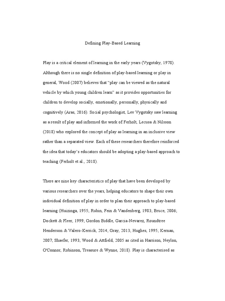 Defining Play-Based Learning | PDF | Motivation | Motivational