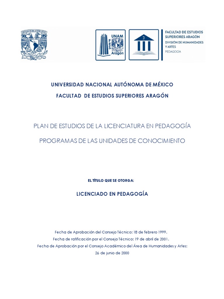 Plan de Estudios en Pedagogía UNAM FES Aragón | PDF | Maestros | Plan ...